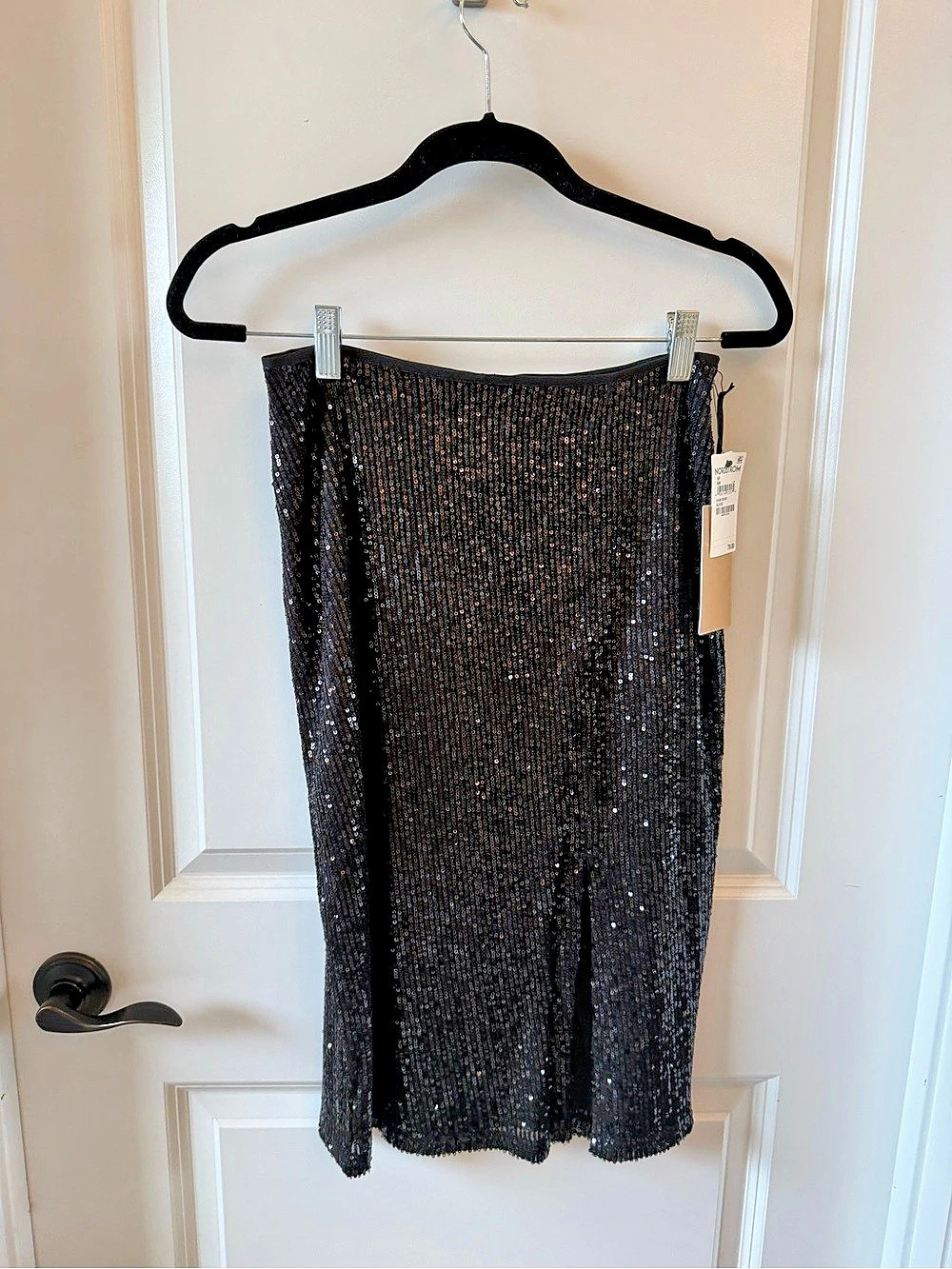 Halogen Sequined Midi Skirt in Black Size Small Petite